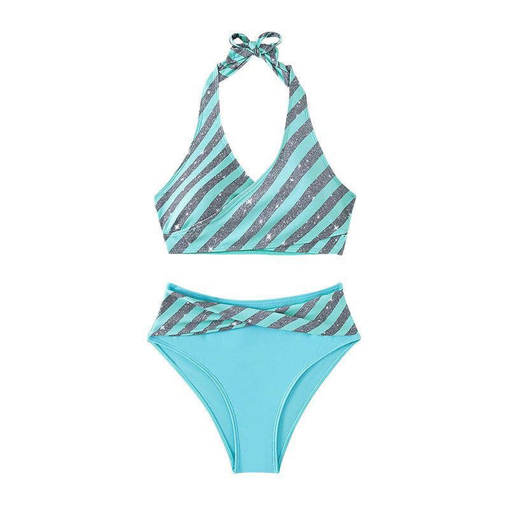 Damen Triangel-Bikini mit glitzerndem Streifenmuster Echo Archiv