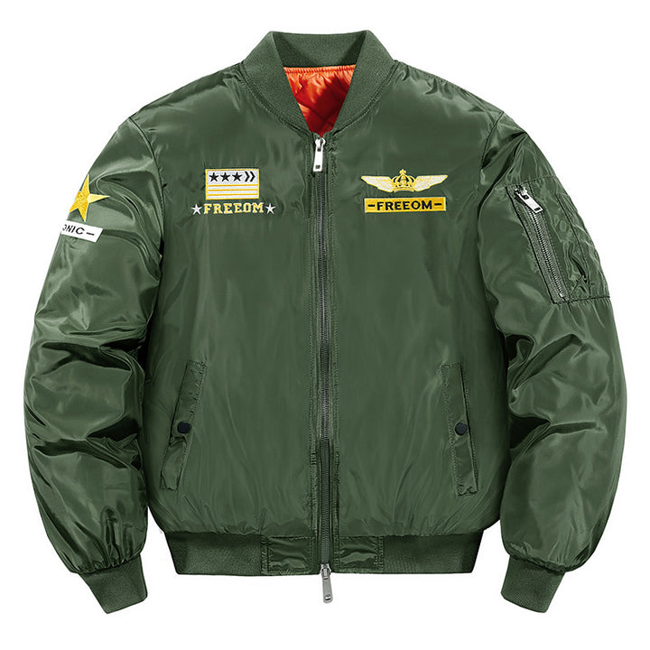 Herren  bestickte gepatchte isolierte Nylon Flug Bomberjacke mit gerippten Abschlüssen Echo Archiv