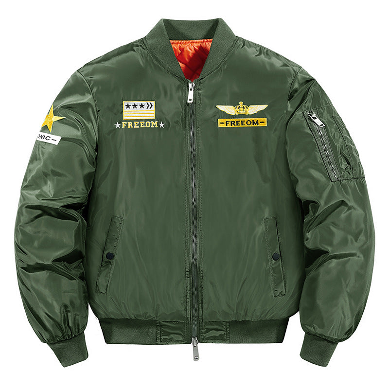Herren  Flugstil bestickte Abzeichen Nylon Bomberjacke mit gesteppter Futter und Ärmeltasche mit Reißverschluss Echo Archiv