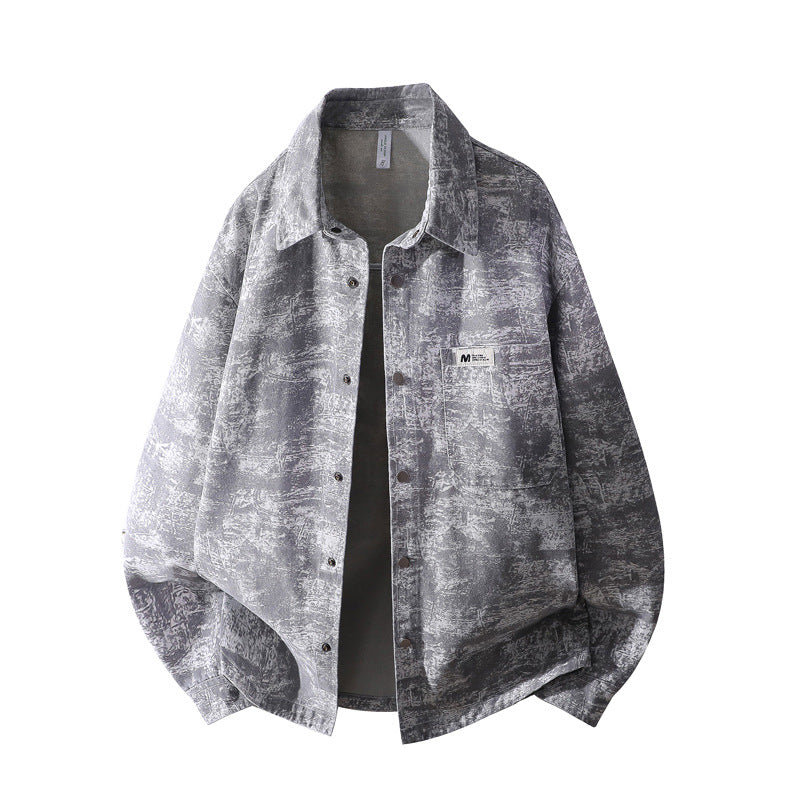 Herren Oversize-Jeanshemdjacke mit washed Effekt, Brusttasche & Druckknopfleiste Echoarchiv