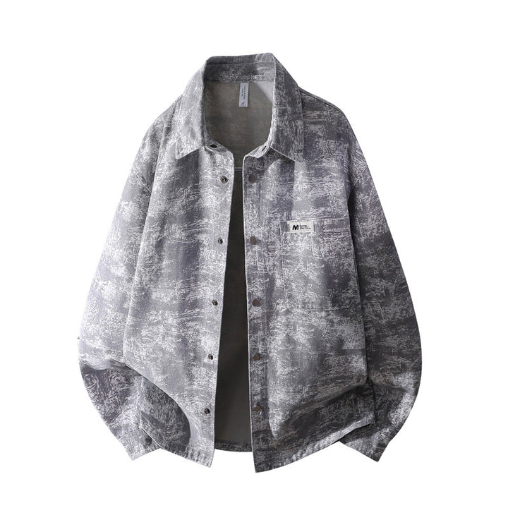 Herren Oversize-Jeanshemdjacke mit washed Effekt, Brusttasche & Druckknopfleiste Echoarchiv