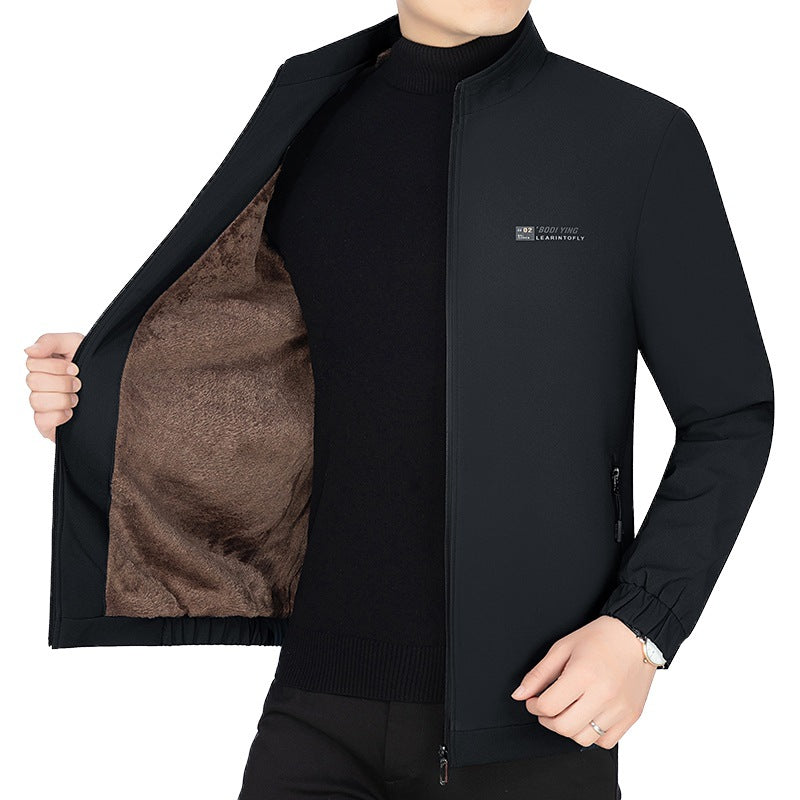 Herren Stehkragen-Jacke mit wärmendem Teddyfutter und Reißverschluss – Taviero