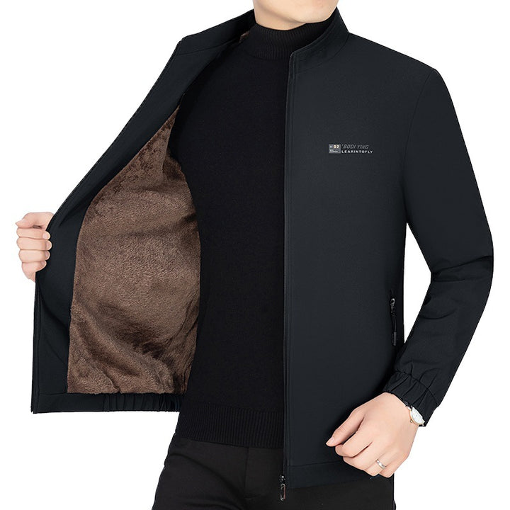 Herren Stehkragen-Jacke mit wärmendem Teddyfutter und Reißverschluss – Taviero