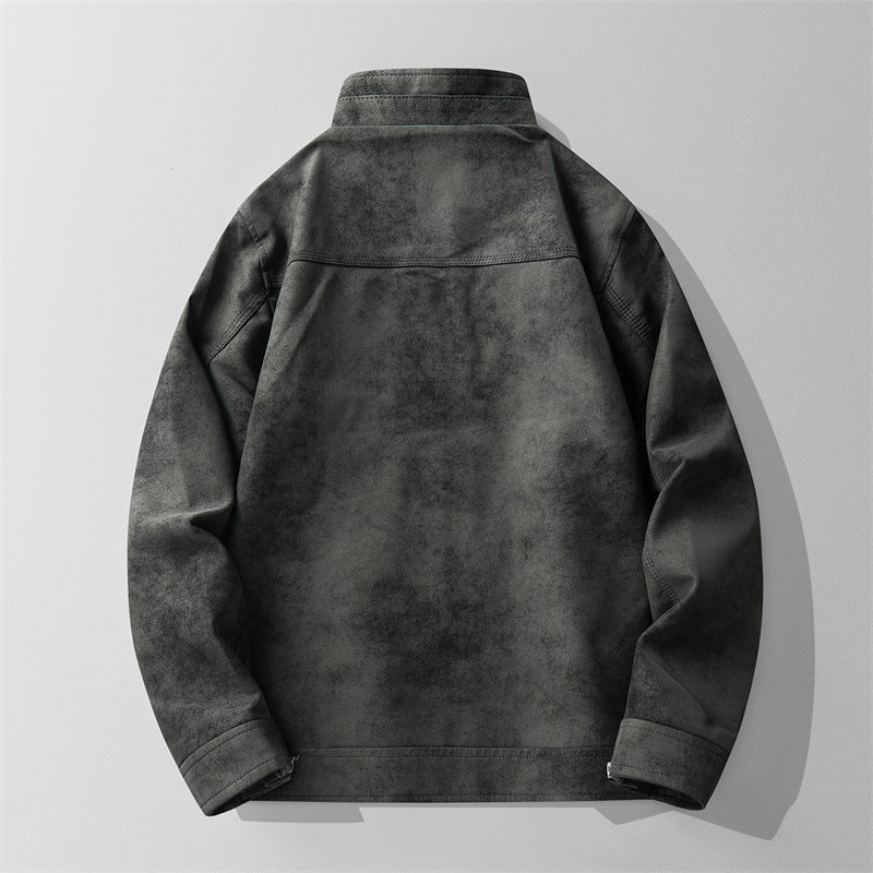 Herren Stilvolle Kunstlederjacke mit Stehkragen Echo Archiv
