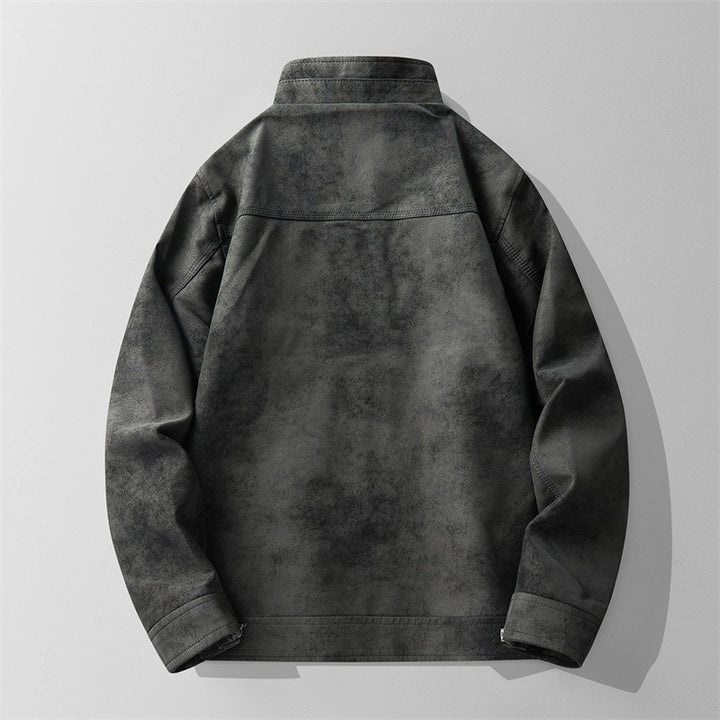 Herren Stilvolle Kunstlederjacke mit Stehkragen Echo Archiv