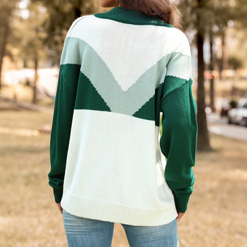 Damen Oversize-Strickpullover mit Chevron-Muster, Knopfleiste und Rippbund Echoarchiv