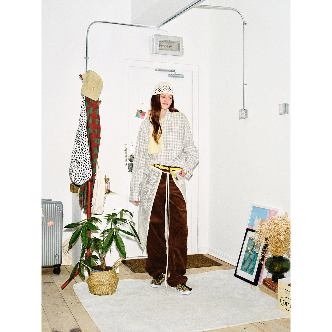Damen Oversize-Hemd aus Leinen‑Baumwoll‑Mix mit feinem Karomuster Echoarchiv