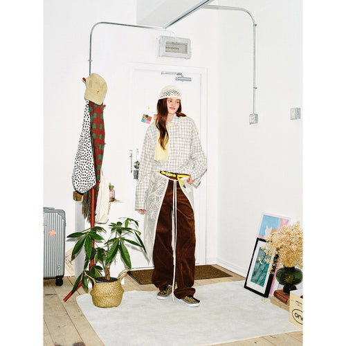 Damen Oversize-Hemd aus Leinen‑Baumwoll‑Mix mit feinem Karomuster Echoarchiv