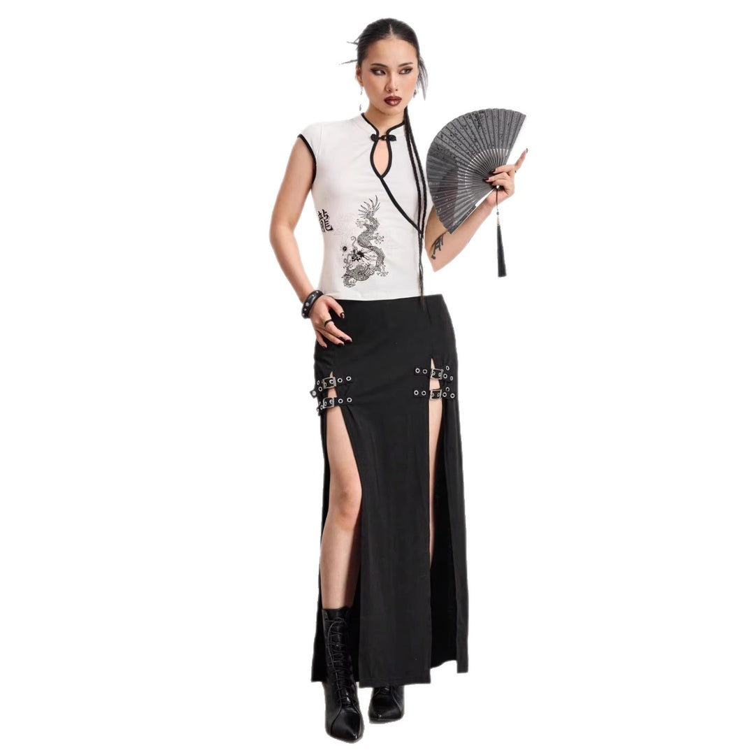 Damen Chinesische Seidenbluse mit kunstvollem Drachenmotiv Echo Archiv