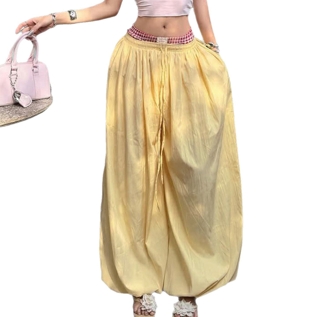 Damen Bequeme Palazzo-Hosen mit elastischem Bund und verstellbarem Kordelzug Echo Archiv