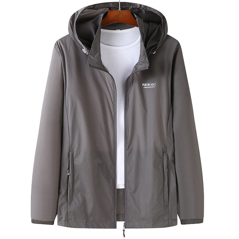 Herren Leichte wasserabweisende Kapuzen-Outdoorjacke mit durchgehendem Reißverschluss und atmungsaktivem Innenfutter Echoarchiv
