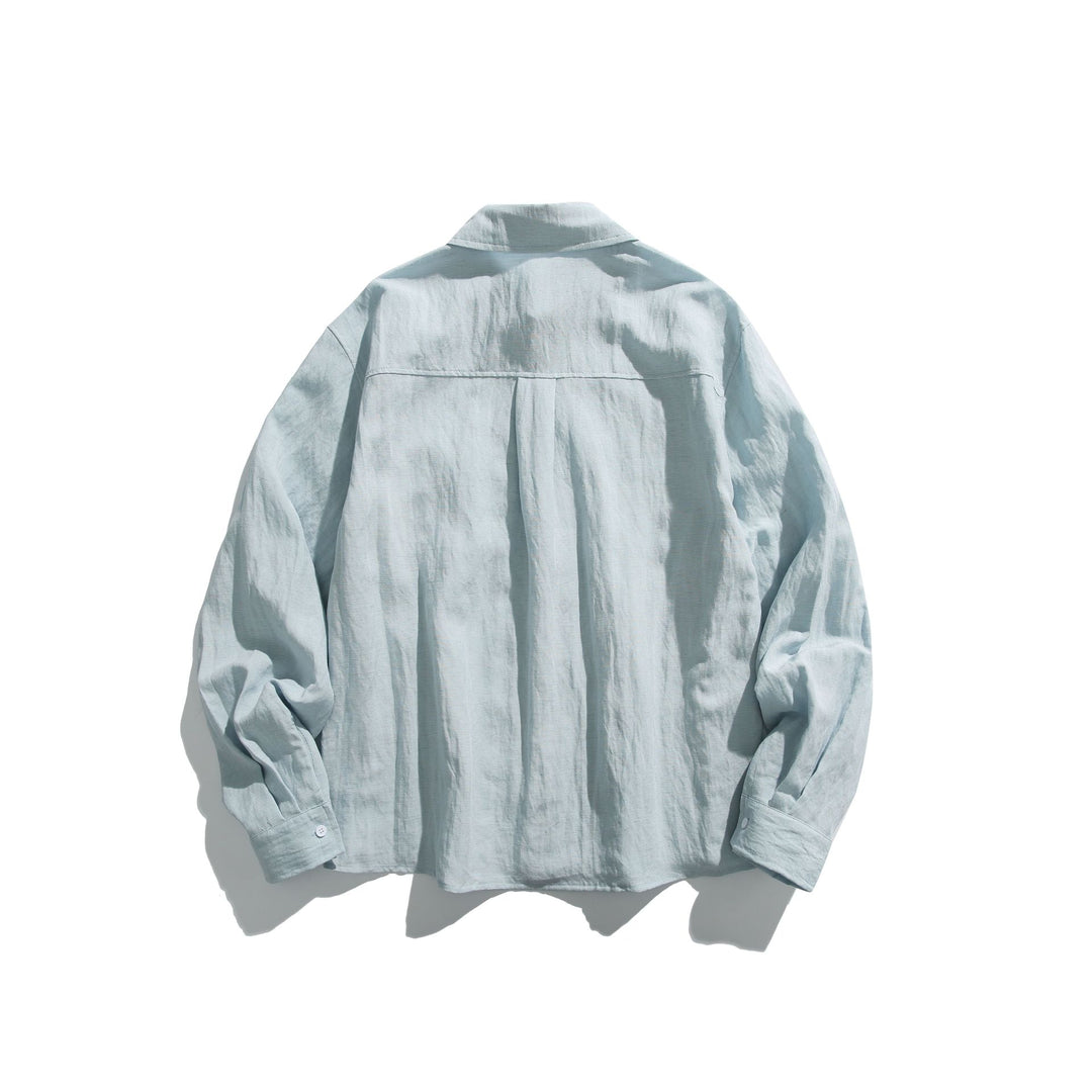 Herren Oversize Leinenmix-Hemdjacke mit Brusttasche und Kentkragen Echoarchiv