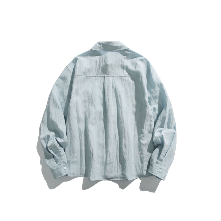 Herren Oversize Leinenmix-Hemdjacke mit Brusttasche und Kentkragen Echoarchiv