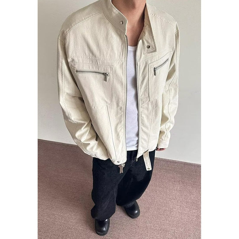 Herren Leichte Overshirt-Jacke mit Stehkragen und Reißverschlusstaschen Echo Archiv