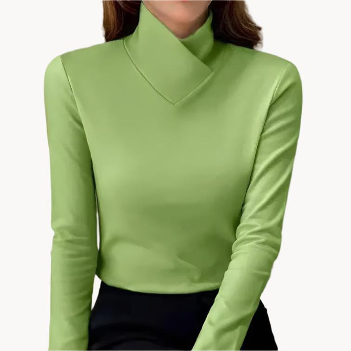Echoarchiv | Bluse mit Asymmetrischem Kragen Langarm-design Elegant und Modern
