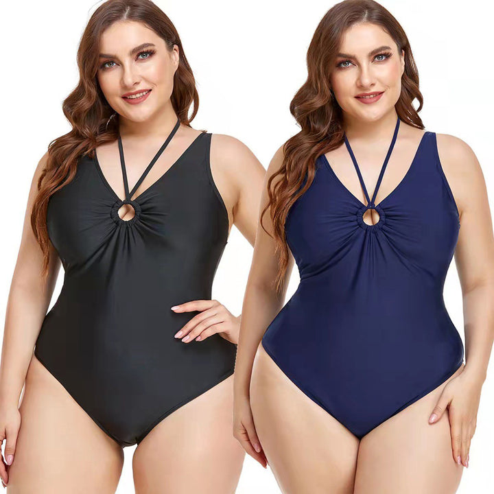 Damen Eleganter Hochgeschnittener Einteiler Badeanzug mit modischem Ringdetail Echo Archiv