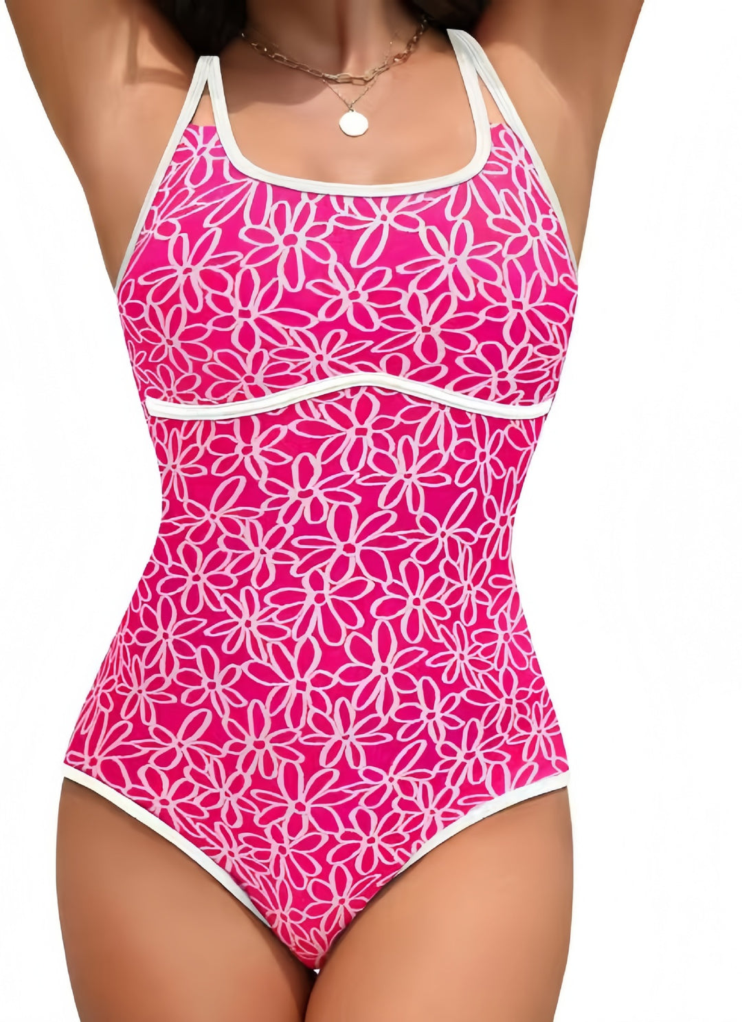 Damen Einteiliger Badeanzug mit floralem Design und hohem Beinausschnitt Echo Archiv