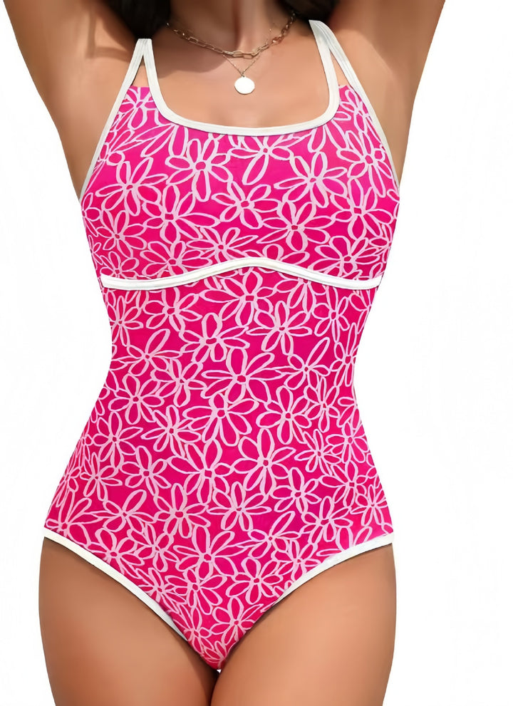 Damen Einteiliger Badeanzug mit floralem Design und hohem Beinausschnitt Echo Archiv