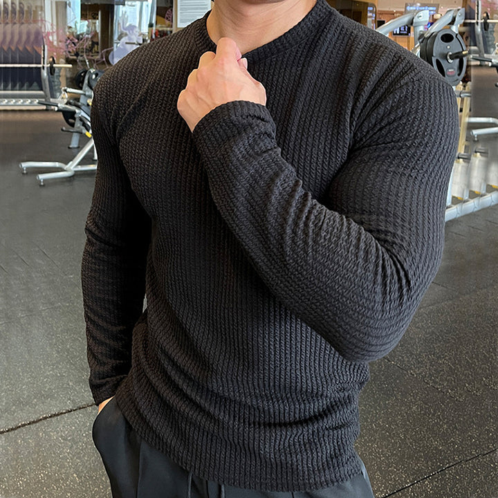 Herren Langarmshirt mit strukturiertem Gewebe Echoarchiv