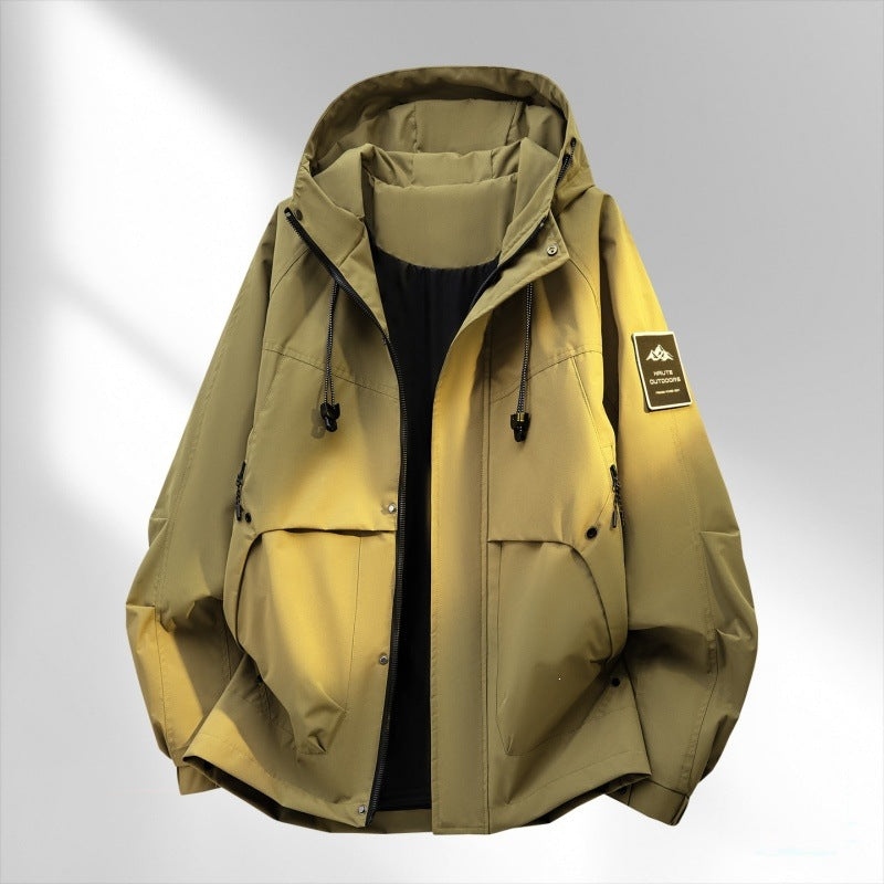 Herren Oversize-Utility-Outdoorjacke mit Kapuze, wattierter Innenlage & Multifunktionstaschen Echoarchiv