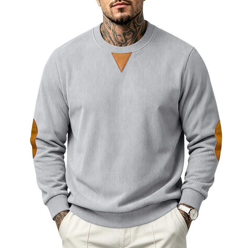 Herren Sweatshirt mit Strukturstrick, Ellbogen-Patches und Rundhalsausschnitt Echoarchiv