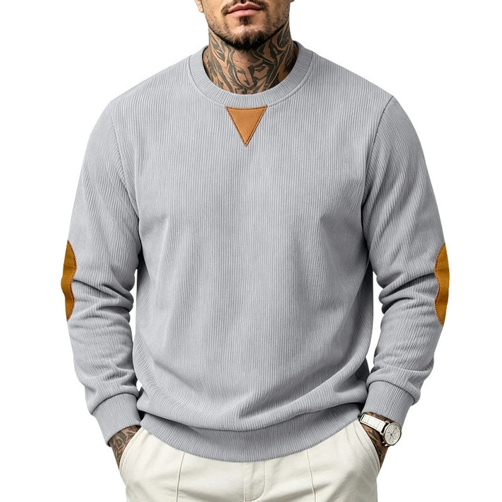 Herren Sweatshirt mit Strukturstrick, Ellbogen-Patches und Rundhalsausschnitt Echoarchiv