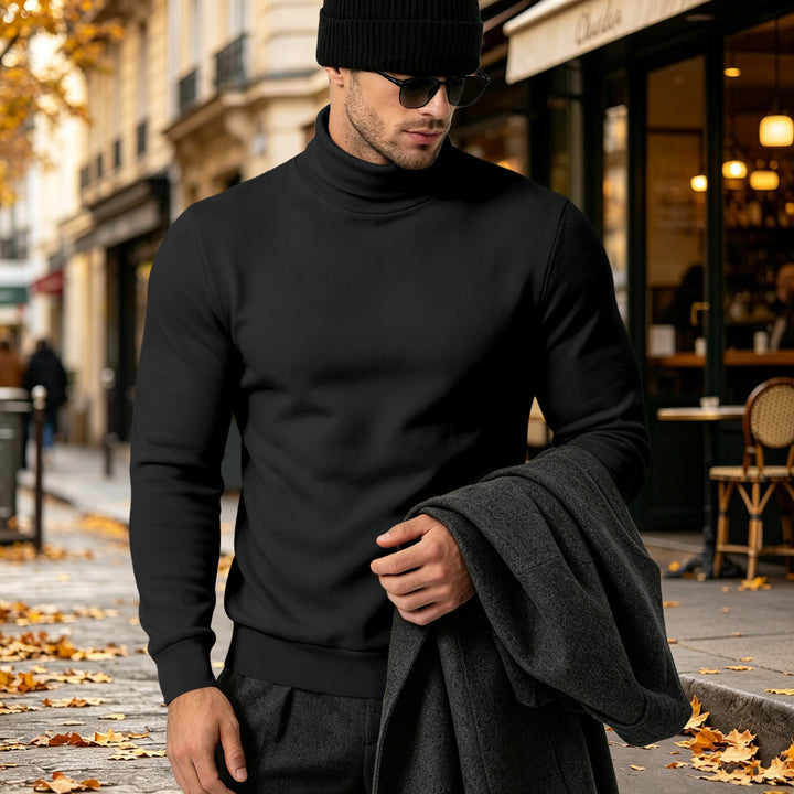 Herren Eleganter Baumwoll-Mix Rollkragenpullover Slim Fit Echoarchiv
