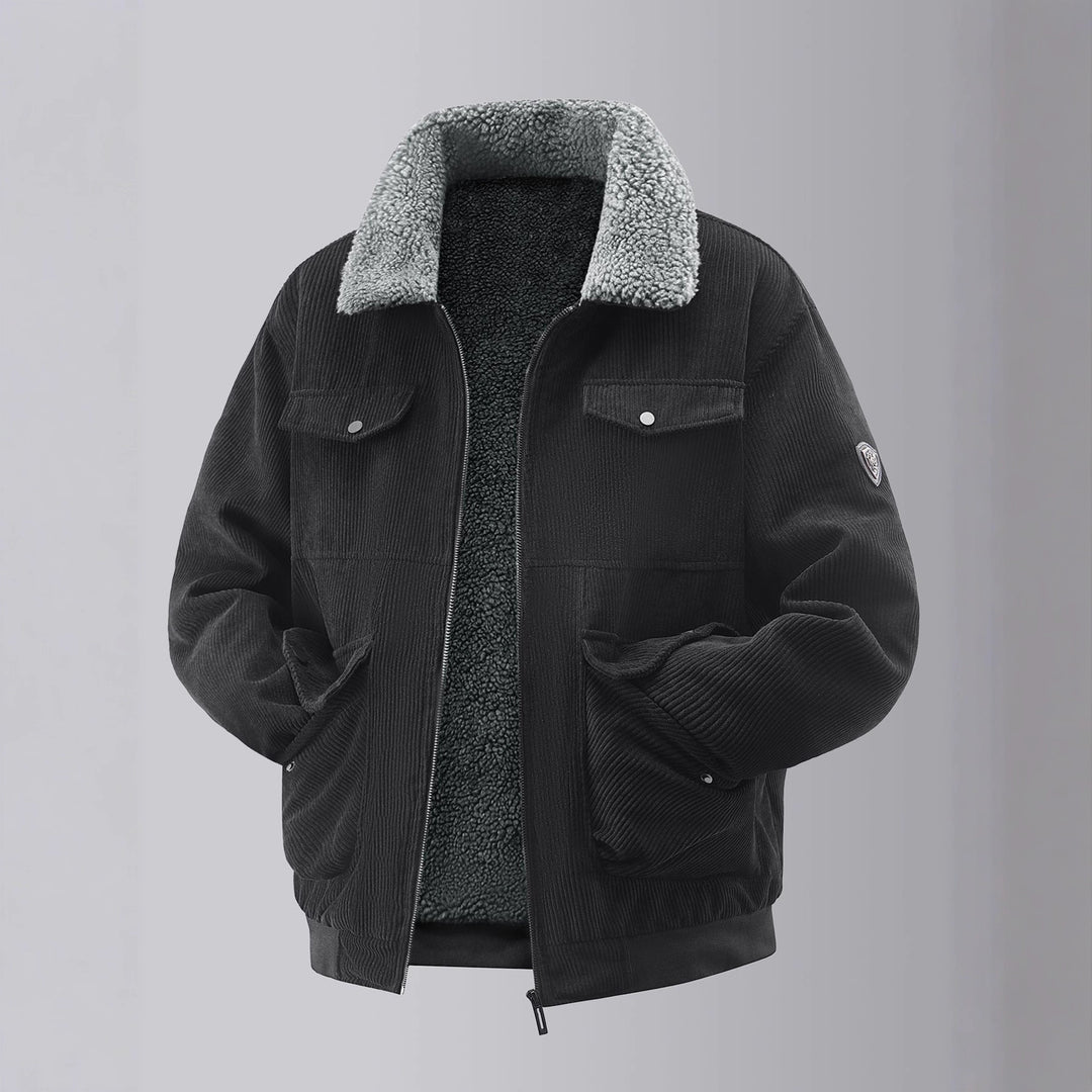 Herren kuschelige Teddy-Fleecejacke mit praktischen Brusttaschen und elastischen Bündchen Echoarchiv