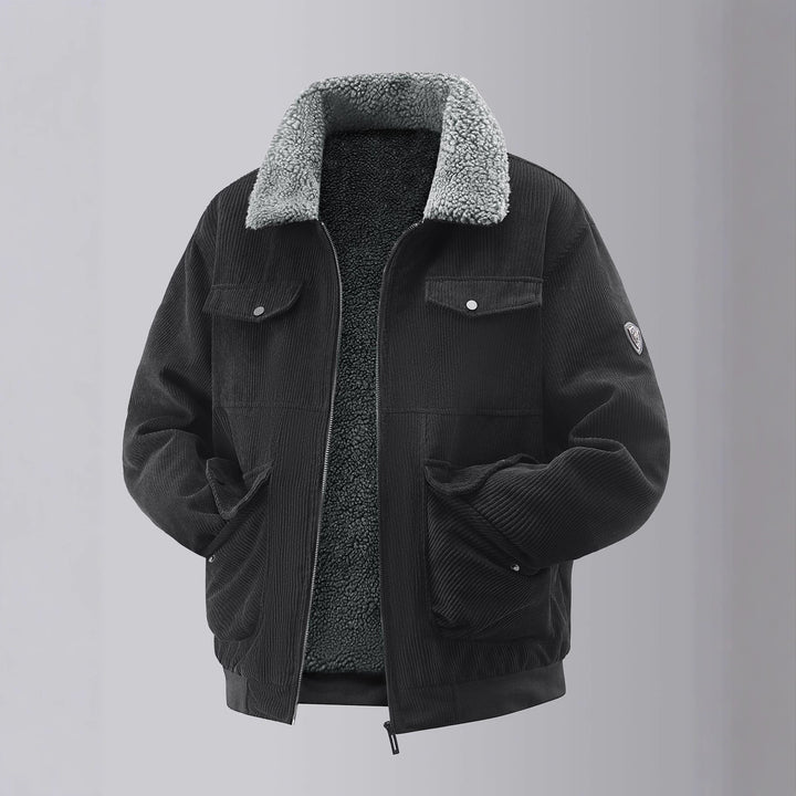 Herren kuschelige Teddy-Fleecejacke mit praktischen Brusttaschen und elastischen Bündchen Echoarchiv
