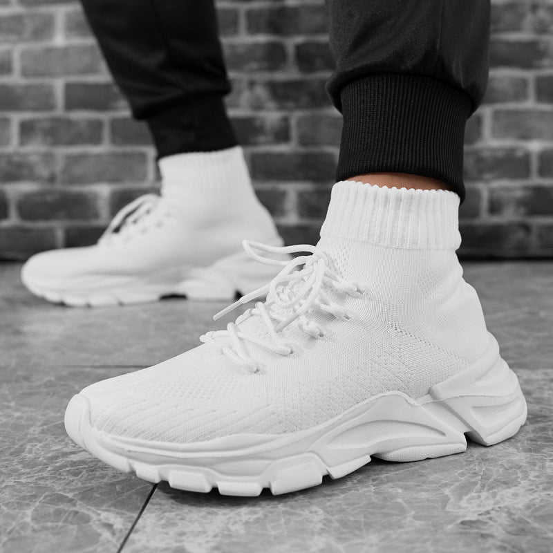 Damen Strick‑Sockensneaker mit hohem Schaft, gepolsterter Plateau‑Laufsohle und elastischem Schnürsystem Echoarchiv