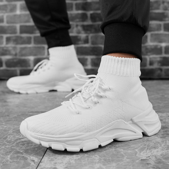 Damen Strick‑Sockensneaker mit hohem Schaft, gepolsterter Plateau‑Laufsohle und elastischem Schnürsystem Echoarchiv