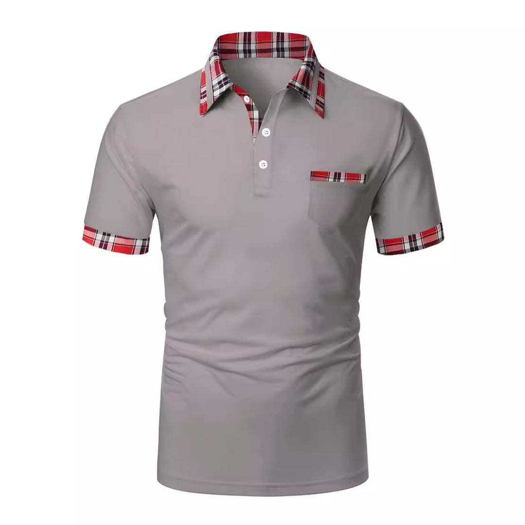 Herren Poloshirt mit modernem Karodetail und praktischer Brusttasche Echoarchiv