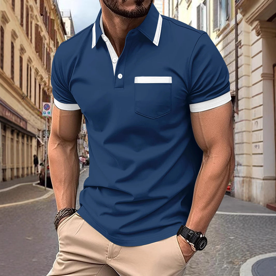 Herren modisches Kurzarm-Polohemd mit Tasche Echoarchiv