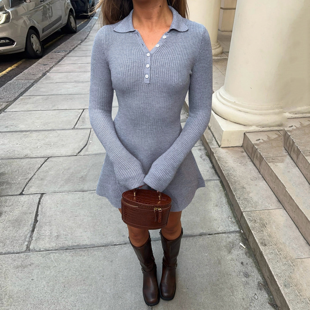 Damen nan geripptes Polokleid mit taillierter Miederform und ausgestelltem Volantrock Echo Archiv
