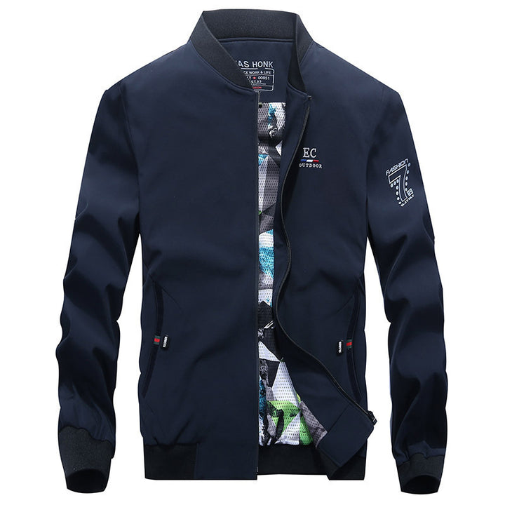 Herren leichte wasserabweisende Bomberjacke mit Camouflage‑Mesh‑Innenfutter und geripptem Kragen – Brevano
