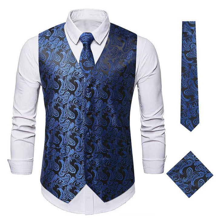 Herren nan Paisley Satin Anzugweste Set mit Krawatte und Einstecktuch Echo Archiv