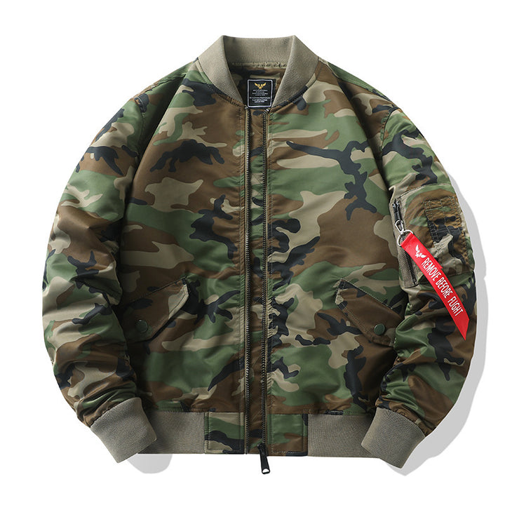 Herren Aviator-Bomberjacke im Military-Utility-Look mit Ärmeltasche und auffälligem Flugbändchen Echoarchiv