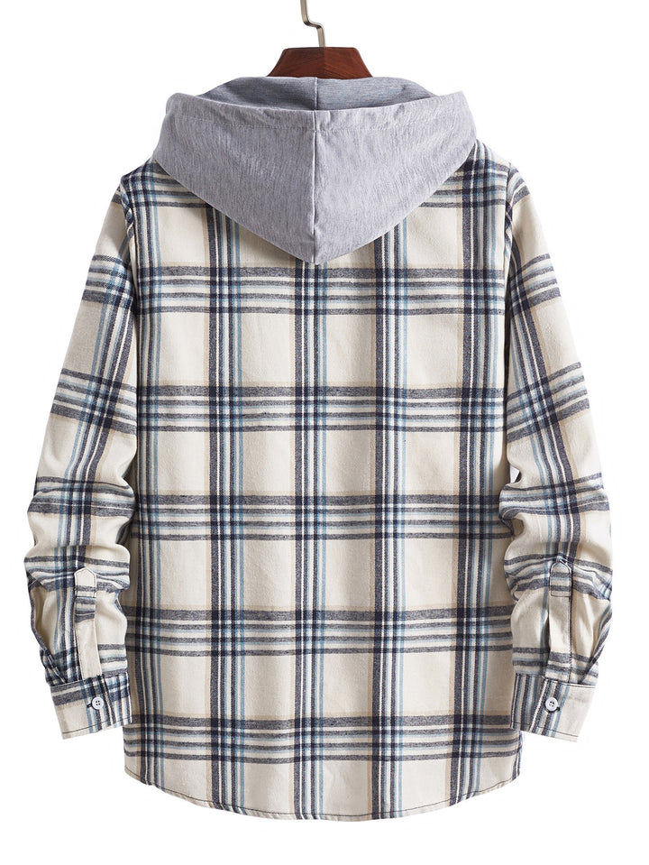 Herren Übergangsbluse mit Kapuze und kariertem Design Echoarchiv