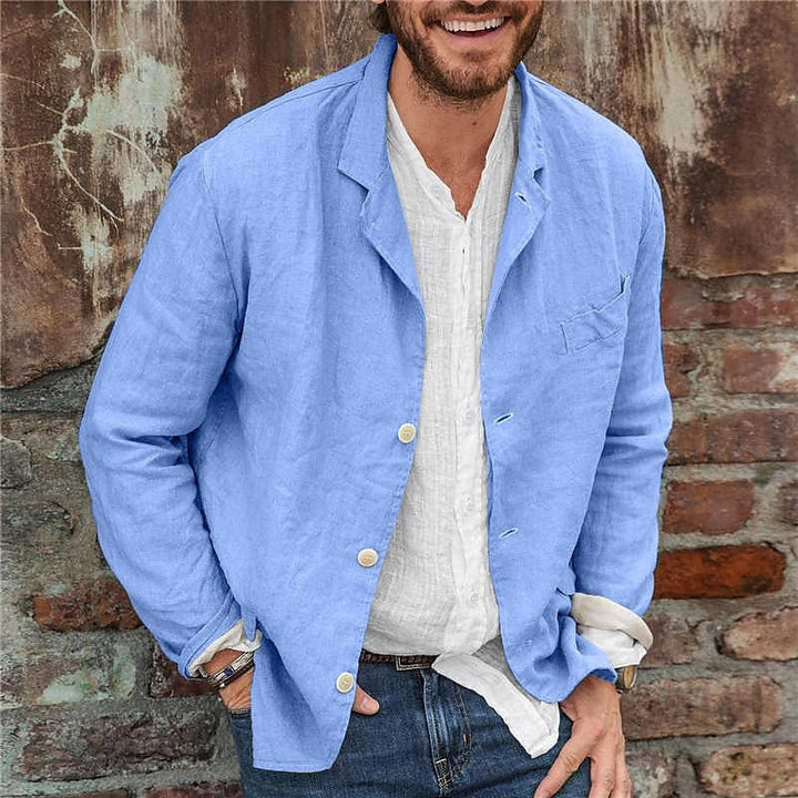 Herren Leichte Leinenjacke mit lässigem Schnitt und praktischen Taschen Echoarchiv