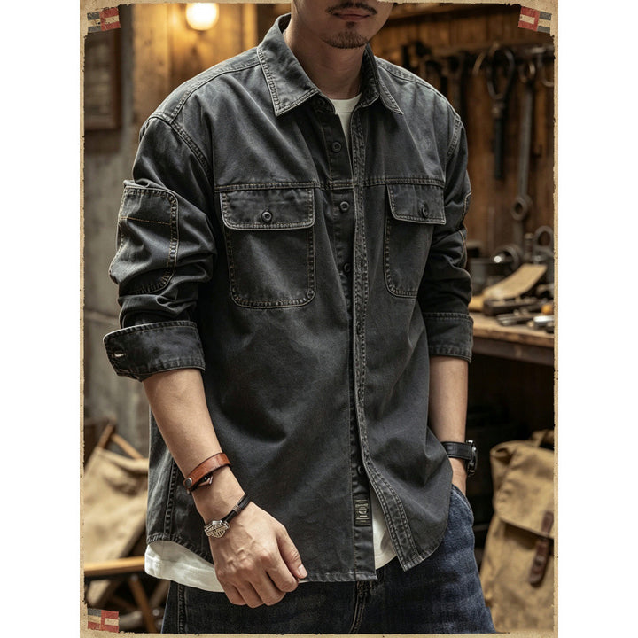 Herren Baumwoll-Utility-Overshirt mit Pattentaschen Echoarchiv
