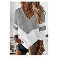 Damen nan V-Ausschnitt Strickpullover mit Chevron-Muster und Oversize-Schnitt Echo Archiv