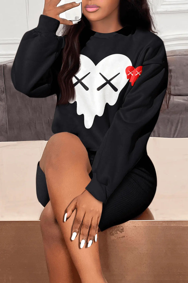 Herren Sweatshirt mit kreativer Herz-Grafik Echoarchiv