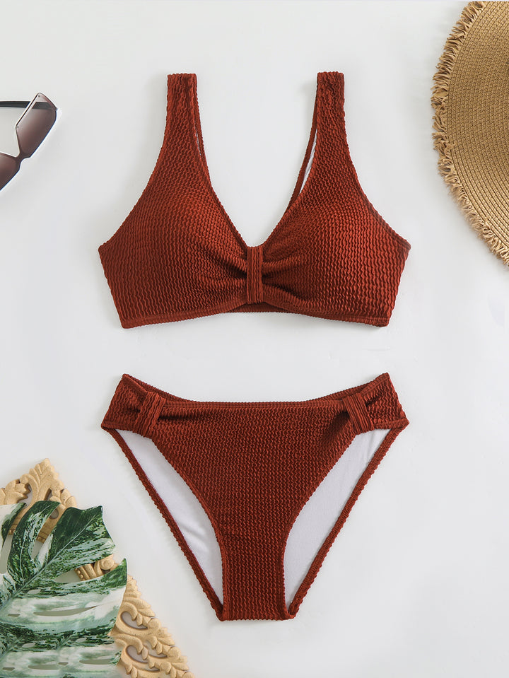 Damen strukturierter Bikini mit versetztem Band Echo Archiv