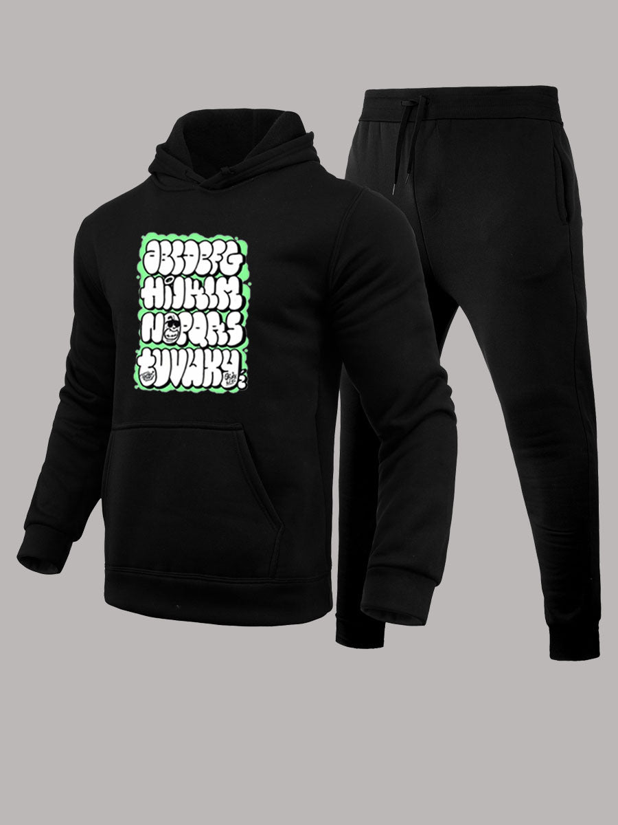 Herren Kapuzenpullover und Jogginghose Set mit auffälligem Grafiken Echoarchiv