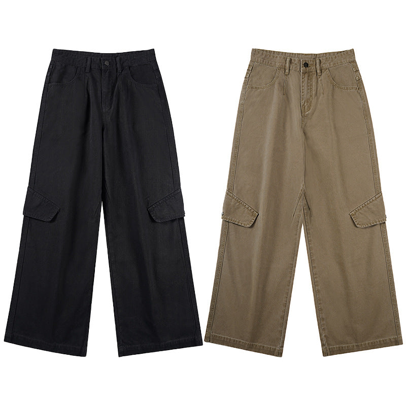 Damen Bodentiefe Utility-Palazzo-Hose aus schwerem Twill mit seitlichen Pattentaschen Echo Archiv