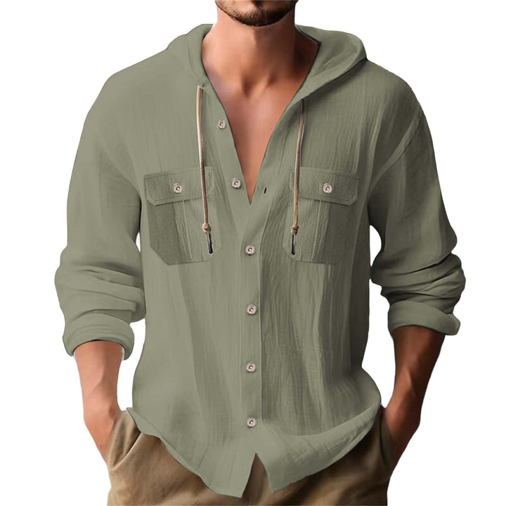 Herren lässiges Kapuzenshirt mit Brusttaschen und innovativem Stoff Echoarchiv