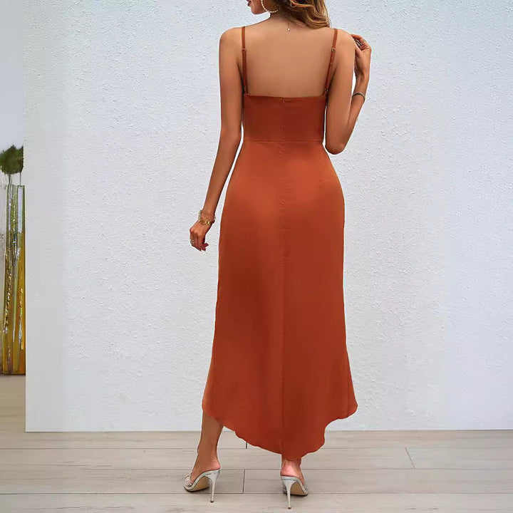 Damen Wickelkleid mit Elegantem V-Ausschnitt und Verspieltem Schlitz Echoarchiv