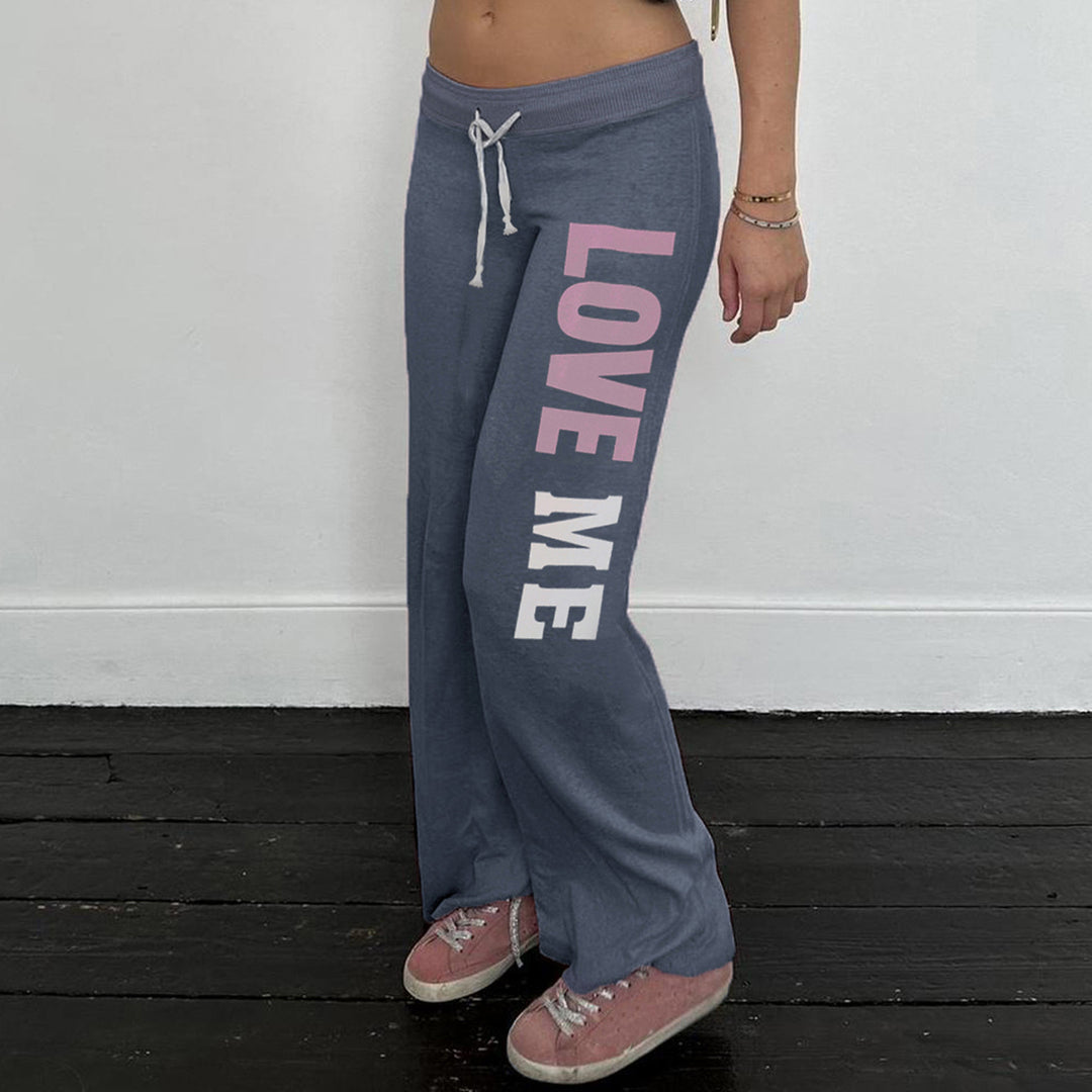 Damen Flared Jogginghose mit farblich abgesetztem Bund und modischem Schriftzug Echo Archiv