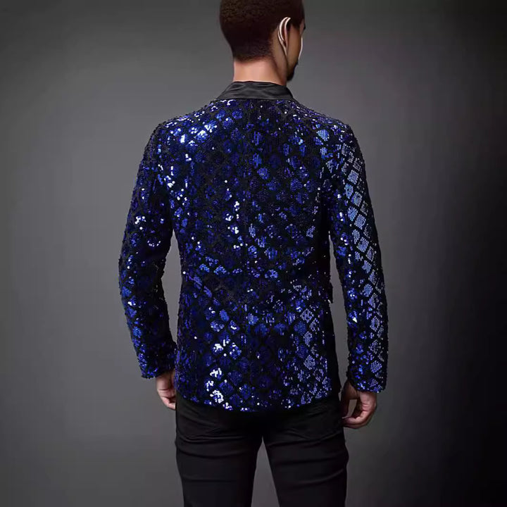 Herren eleganter Paillettenblazer mit satinierter Revers Echoarchiv