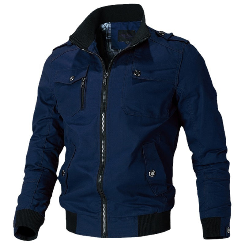 Herren nan modische Field-Bomberjacke aus robustem Baumwoll-Canvas mit Epauletten, Reißverschluss und geripptem Saum Echo Archiv